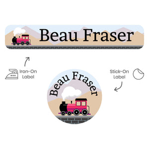 camp clothing labels pack train pink