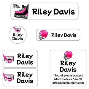 camp labels pack hockey pink