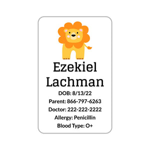 zoo animals car seat labels