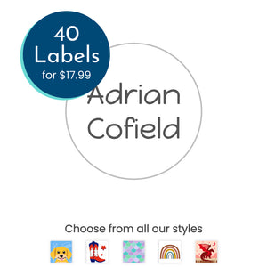 Personalized circle clothing labels for kids