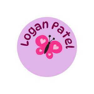 circle name labels butterfly purple