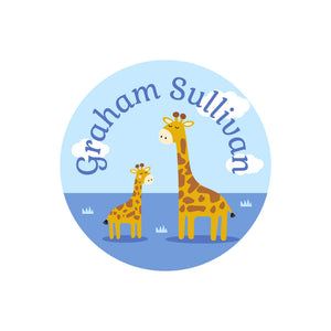 circle name labels giraffe blue