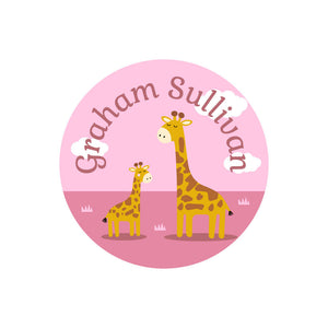 circle name labels giraffe pink