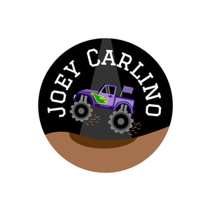 circle name labels monster truck purple