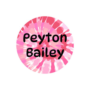 circle name labels tie-dye art pink