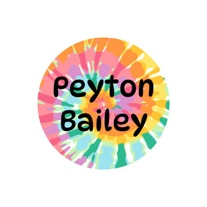 circle name labels tie-dye art rainbow