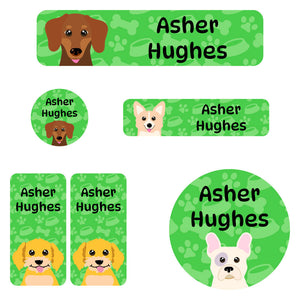 daycare labels pack dogs green