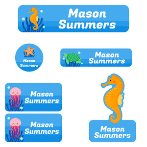 sea animals daycare labels pack