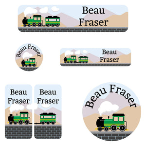 daycare labels pack train green