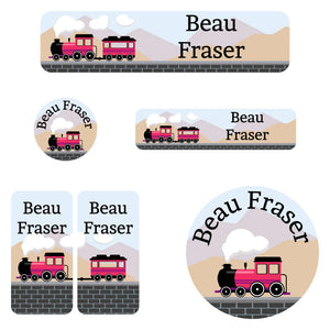 daycare labels pack train pink