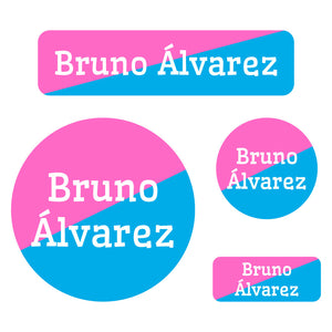 holiday labels pack two-tone pink bright blue