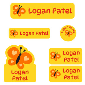 kindergarten labels pack butterfly yellow