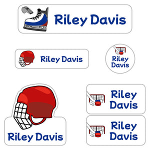 kindergarten labels pack hockey red blue