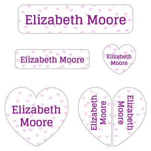 kindergarten labels pack sweetheart white purple