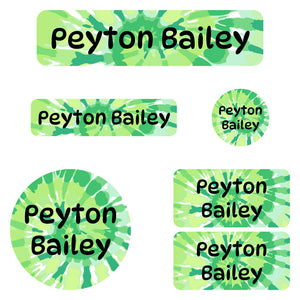 kindergarten labels pack tie-dye art green