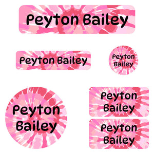 kindergarten labels pack tie-dye art pink