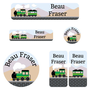 kindergarten labels pack train green