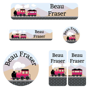 kindergarten labels pack train pink