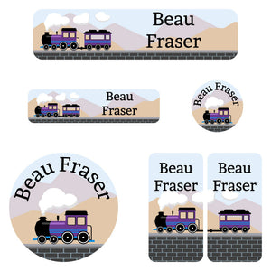 kindergarten labels pack train purple