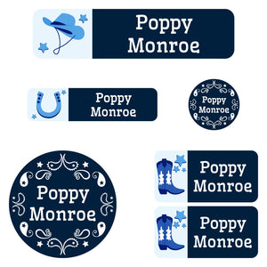 kindergarten labels pack western blue