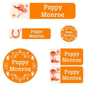 kindergarten labels pack western orange