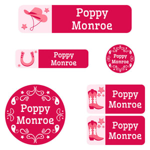 kindergarten labels pack western pink