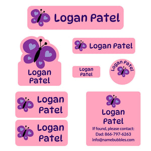 butterfly mega daycare labels pack pink