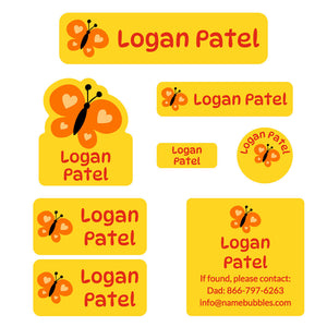 butterfly mega daycare labels pack yellow