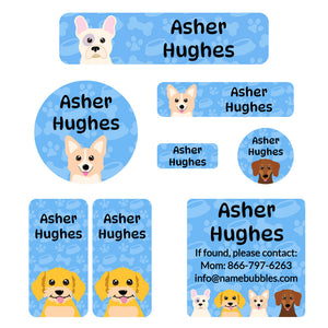 dogs mega daycare labels pack blue