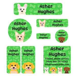 dogs mega daycare labels pack green