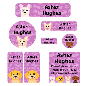 dogs mega daycare labels pack purple