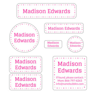 dots mega daycare labels pack powderpuff pink