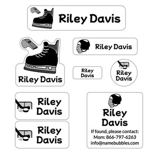 mega daycare labels pack hockey black white