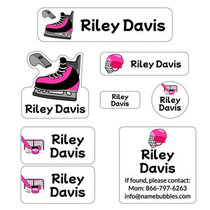 mega daycare labels pack hockey pink