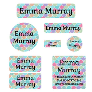 mermaid pattern mega daycare labels pack rainbow