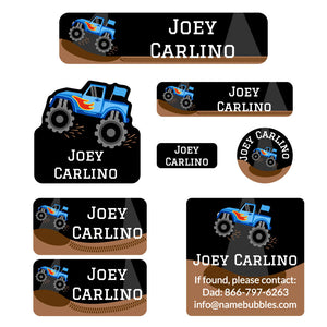 mega daycare labels pack monster truck blue