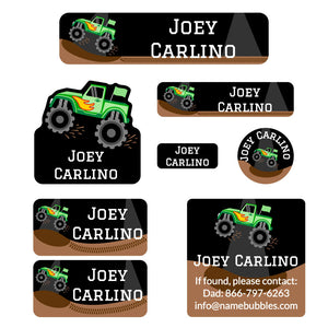 mega daycare labels pack monster truck green