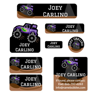 mega daycare labels pack monster truck purple