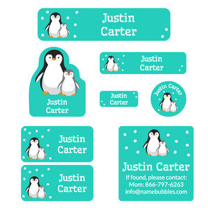 penguins mega daycare labels pack aqua