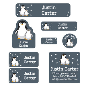 penguins mega daycare labels pack blue gray