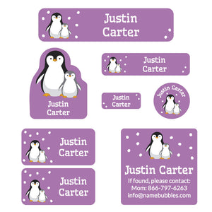 penguins mega daycare labels pack lavender