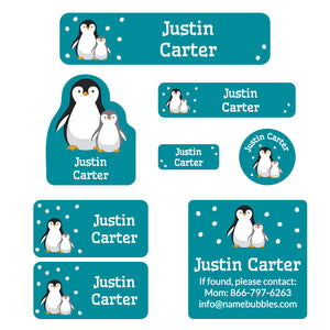 penguins mega daycare labels pack teal