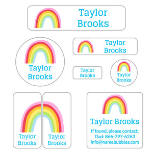 rainbows mega daycare labels pack white sky blue