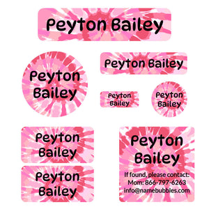 tie-dye art mega daycare labels pack pink