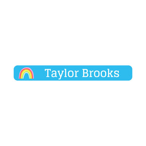 mini pencil labels rainbows sky blue