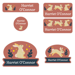 preschool labels pack bunny terracotta