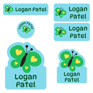 preschool labels pack butterfly blue