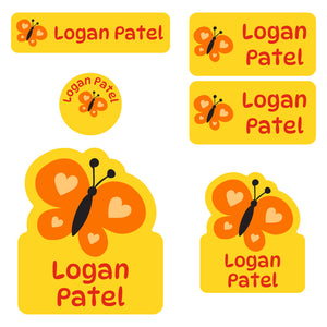 preschool labels pack butterfly yellow