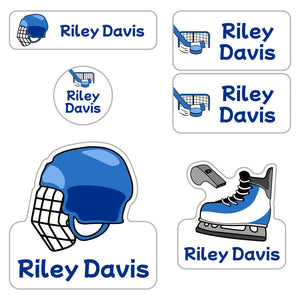 preschool labels pack hockey blue