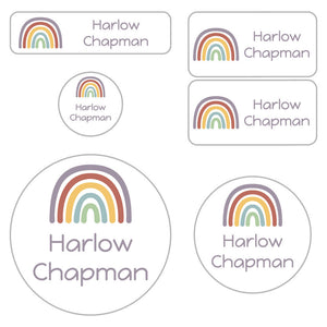 preschool labels pack neutral rainbow harvest hues